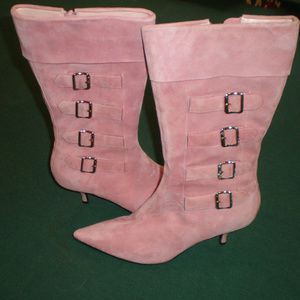 Vtg Amanda Smith PINK Suede Boots 6.5M Never Worn